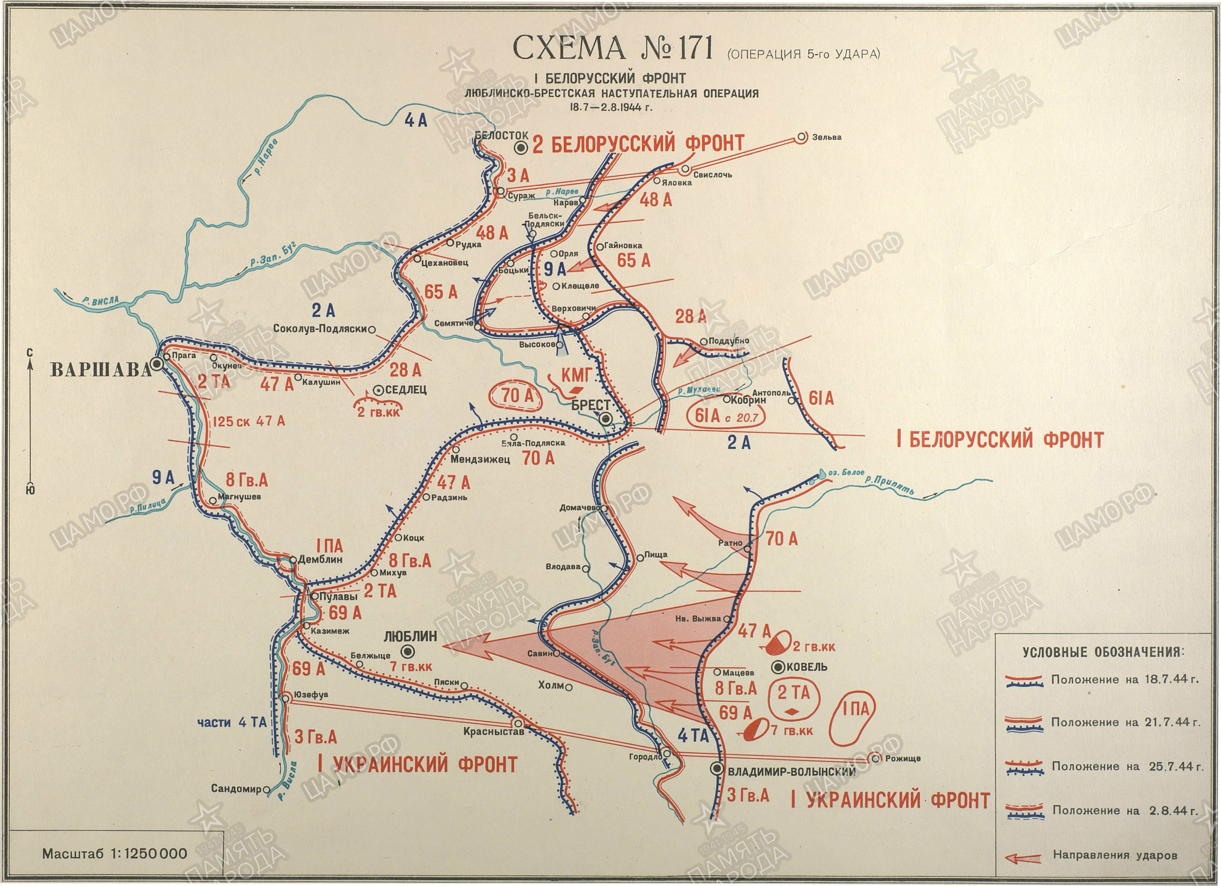 Карта 1944 года наступление красной армии